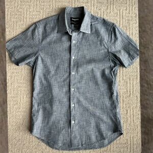 Bonobos Men’s M Stretch Tailored Fit Riviera Short Sleeve Shirt Dark Chambray